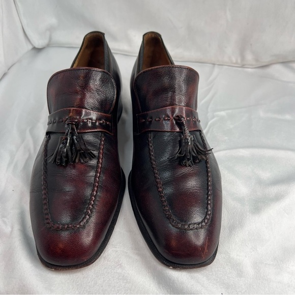JOHNSTON & MURPHY Mens Cherry Black Leather Tassel Loafers Slip On main image 5